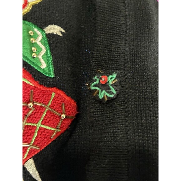 Quacker Factory Black Button-Up Cardigan Angels & Hearts Sweater Size 2X - Picture 5 of 12